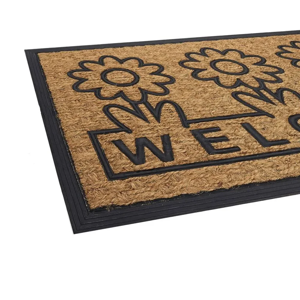 Geometric Entrance Door Mat, 100% Natural Coconut Husk Fibers & Non-Skid